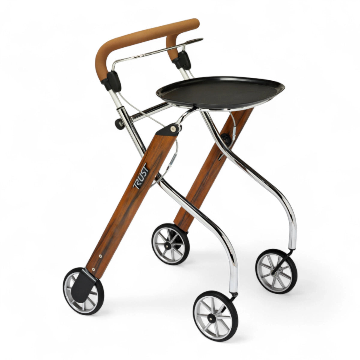 TrustCare Rollator Let’s Go Indoor – lichtgewicht rollator voor binnen, kleur walnoot