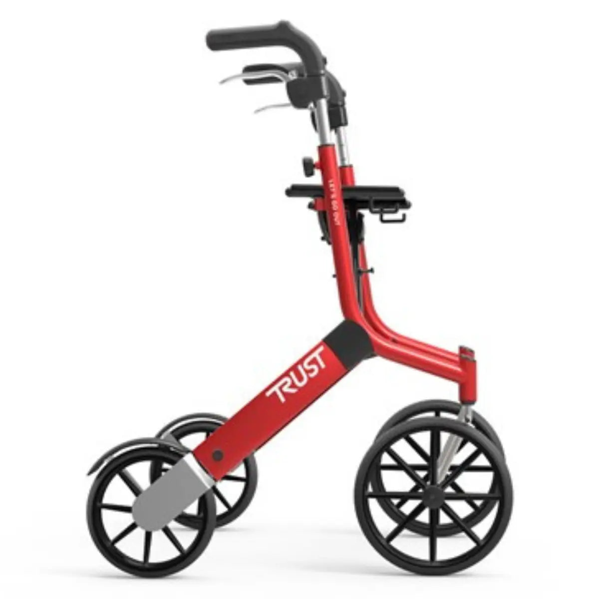TrustCare Let’s Go Out rollator – lichtgewicht rollator voor binnen en buiten, kleur rood