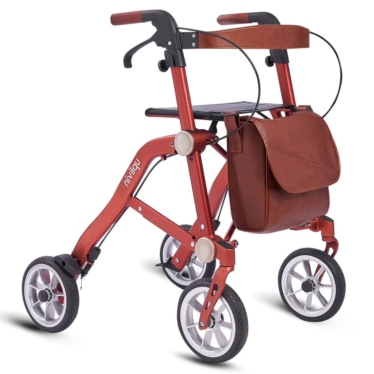 Uplivin Rollator Trive – lichtgewicht rollator voor binnen en buiten, kleur terracotta